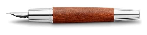 Faber-Castell e-motion Fountain Pen, Wood and Chrome Brown - Fine