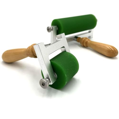SICWEDIM Printmaking Brayer Roller with Wooden Handle, Rubber Ink Roller for Linocut, Relief, Letterpress and Block Printing, Art Tool for Inking, Stamping and Gluing (50 * 50mm)