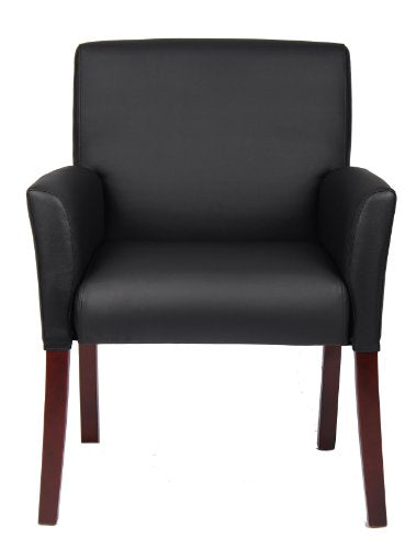 Boss Office Products Box Arm Guest Chair with Mahogany Finish in Black, 250 (B619)