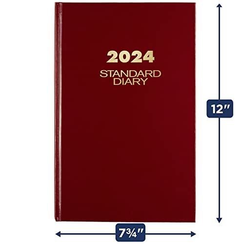AT-A-GLANCE 2024 Daily Diary, Standard Planner Journal, 12 Month, 7-3/4" x 12", Large, Hardcover, Red (SD3761324)