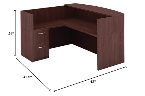 Lorell 59627 Essentials Reception Desk, Mahogany Laminate