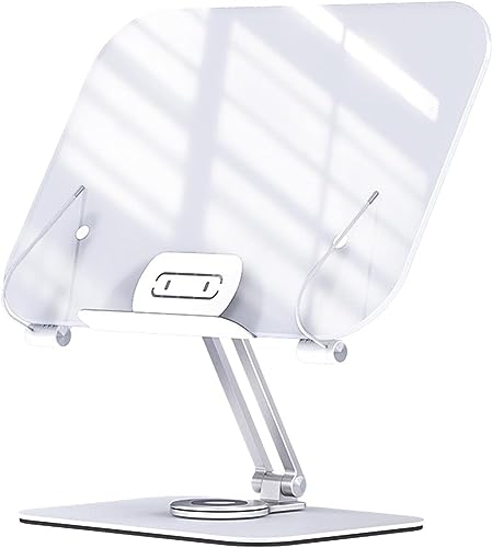 Peynir Reading Rack Aluminum Alloy Bookshelf Acrylic Bookshelf rotatable Reading Rack Desktop Bookshelf File Rack Book Stopper