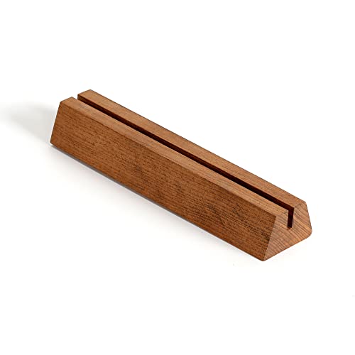 M&T Displays Wooden Pyramid Business Desk Card Holder 8.26x1.89 Inch Dark Wood Desktop Organizer Table Top Decor Display Stand Sign Accessories for Office Restaurant Store Home Decoration (10 pack)