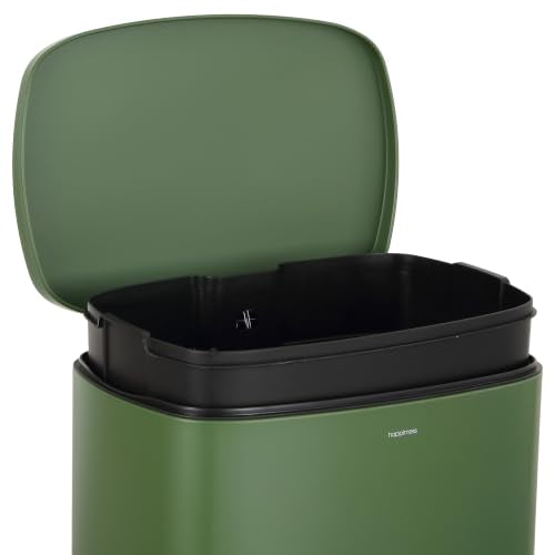 happimess Connor 2-Piece Iron Trash Can, Pine Green