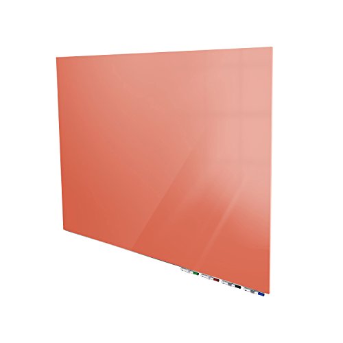 Aria 4'H x 6'W Magnetic Low Profile 1/4" Glass Whiteboard - Horizontal Peach - 4 Rare Earth Magnets, 4 Markers and Eraser
