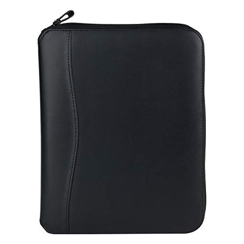 FranklinCovey - FC Basics Spacemaker Ring-Bound Binder for FranklinCovey Planners | Simulated Leather Vinyl - Zipper Binder (Classic, Black)