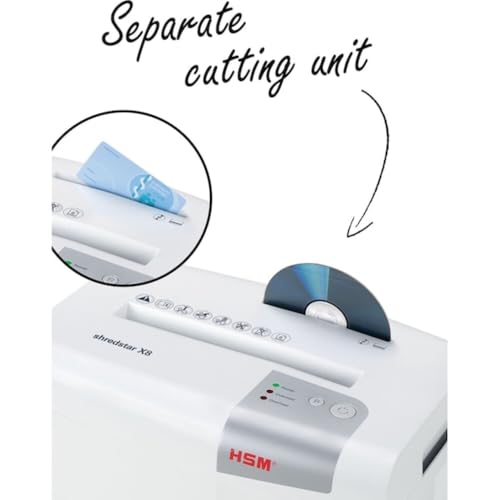 HSM shredstar X8, 8-Sheet, Cross-Cut, 4.8-Gallon Capacity Paper Shredder with Separate CD Slot, White | HSM1044W