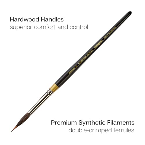 KINGART Original Gold 9035 Series Round Needle Point Artist Paint Brush Set - 5 pcs