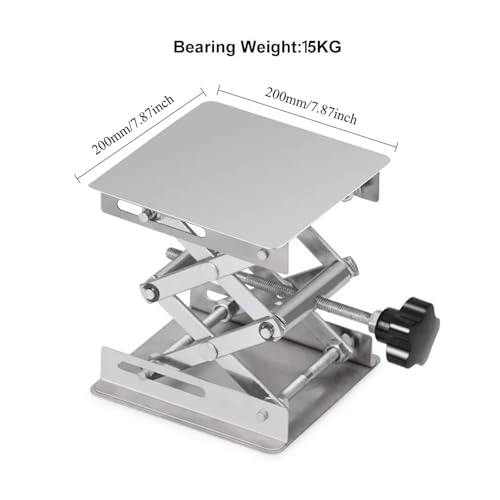 Mini Lifting Table 1pcs Lab Scissors Jack Stainless Steel Laboratory Support Platform Lift Stand Table Expandable Height Carpentry Tools(20cmx20cm)
