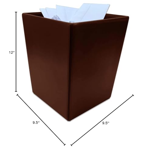 Dacasso Bonded Leather Waste Basket - Luxury Waste Basket (Dark Brown, 14 QT)