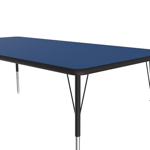 Correll 36" x 72" Rectangular HPL Classroom Activity Table, Blue/Black