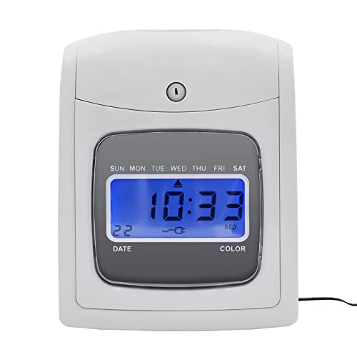 SHATUOA Pyramid Time System Model with 50 Pieces Cards, Employee Attendance Punch Time Clock Payroll Recorder with 2 Keys LCD Display Hanging Holes, Ordinary Mode/Thi-Shift Mode