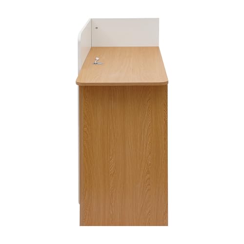 Reception Desk, 39.37 inch Modern Front Desk Reception Room Table Light Strip with USB Cable, 440lbs Large Counter Table for Checkout, Lobby, Beauty Salon, Home Office Desk White