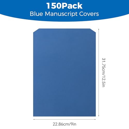 150 Pack Manuscript Covers, Letter-Size Report Covers, Top-Bound Document Folders, 0.23mm / 180gsm Blue Paper Covers for Filing, Organizing & Presentations
