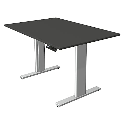 Certeo Move.3 Desk | Electric Height Adjustable | Silver Frame | H x W x D 720-1200 x 1200 x 800 mm | Anthracite | Seat and Standing Table Office Table Work Table