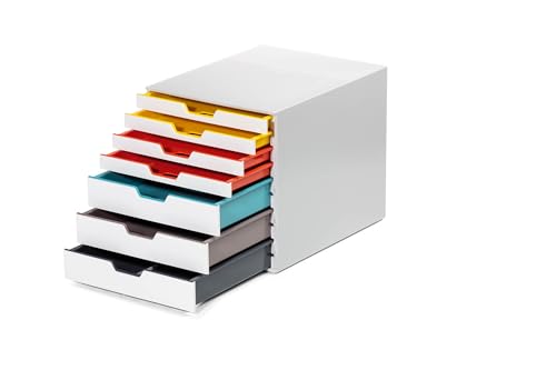 Durable, Varicolor Drawer Organizer, 7 Color Coded Drawers, White