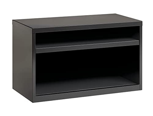 Hirsh 36 Inch Wide Low Credenza Metal Lateral Cabinet with Open Shelves for Home and Office, Charcoal