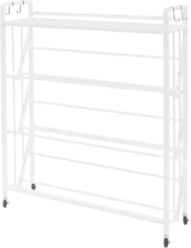 XWWMTBD 4-Tier Rolling Book Cart, Large Capacity Mobile Storage Rack for Books with Brakes Modern Organizer for Home Office Classroom Library