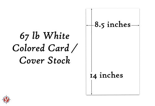 Color Cardstock Paper 67 Vellum Bristol, Sizes: 8.5 x 11 | 11 x 17 | 8.5 x 14 |1 Ream of 250 Sheets per Pack. (8.5 x 14, White)