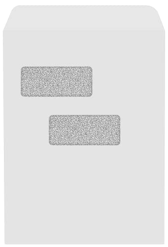 LUXPaper 9 x 12 Open End Double Window Envelopes | Security Tint | Peel & Press | White | 28lb. Text | 250 Qty