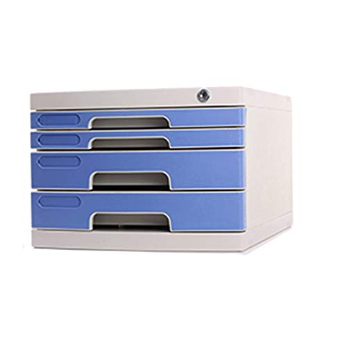 SDVantage Flat File Cabinet, Drawer Organizer 2/3/4 Layers, with Lockable Environmentally Friendly Plastic-Blue (B)