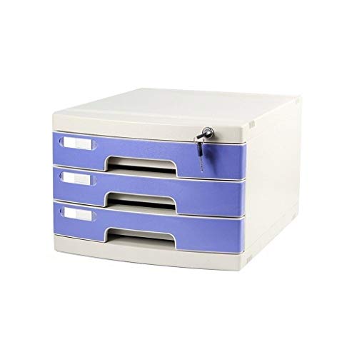 SDVantage File Cabinet Desktop Lock Plastic Drawer Storage Organization, with Lock/Blank Label and Multiple Drawers-Blue (3)