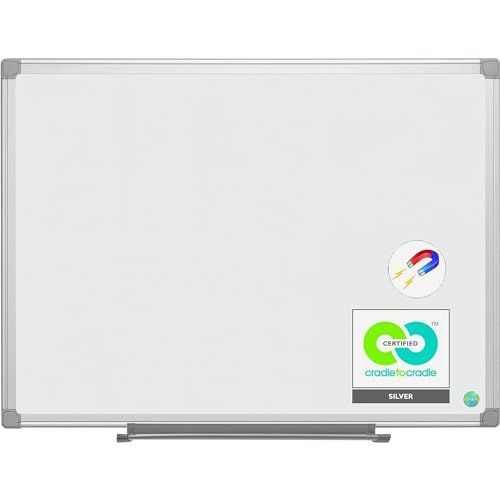 MasterVision Whiteboard Magnetic Porcelain Earth Dry Erase Board, 48" x 72" with Aluminum Frame