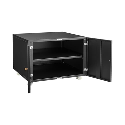 AVGVLIJ Office Copier File Cabinet, Mobile Lateral Filing Cabinet with 2 Door, Rolling File Cabinet, Printer Stand for Legal/Letter/A4 File (Black, 23.62 "L x 23.62 "W x 17.7 "H)