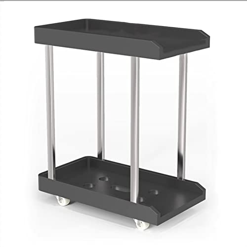 VHDY85KA Office Mobile Desktop PC Tower Stand with Storage, 2-Tier Rolling Shelf CPU Holder with 6 Caster Wheels Under Desk for Home Office Accessories