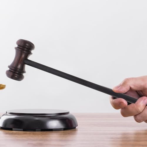 Wooden Judge Gavel with Comfortable Grip,Delicate Design Practical Hammer for Lawyers Auctioneers Judges & Executives Auction Hammer
