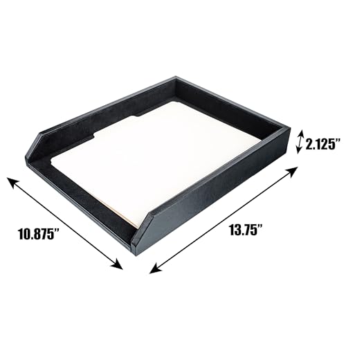 Dacasso Black Leather Front-Load Letter Tray, Under 5 Gallons