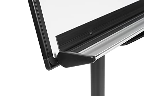 Bi-Office Design Mobile Magnetic Flipchart Easel - 700 x 1000 mm (Euro Size), Lacquered Steel Surface, Aluminium and Black Plastic Frame