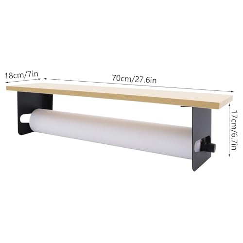 24 Inch Paper Roll Dispenser and Cutter, Wall Mountable, Non Slip Tabletop, Kraft Dispenser, Kraft, Butcher, Freezer, Wrapping Holder, with White Paper Roll, for Home, Office, Craft