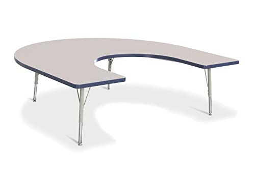 Jonti-Craft Berries 6445JCE112 Horseshoe Activity Table, E-Height (15"-24" Adjustable Height), 66" x 60", Gray/Navy/Gray