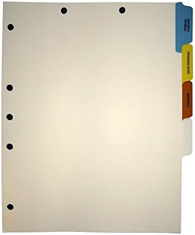 Stock Medical Chart Divider Sets, Side Tabs, 1/6th Cut (100 Sets of 4 Tabs) - (2 Boxes)