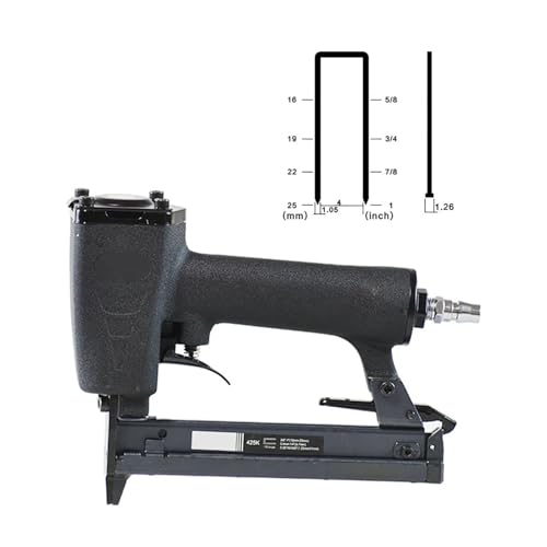 Oil-Free Pneumatic Staple Gun Heavy-Duty Stapler 425K Pneumatic Nail Gun Narrow Crown Stapler 10-25MM Nail for Woodworking Furniture