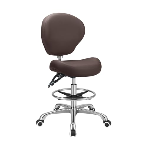 Kaleurrier Adjustable Stools Drafting Chair: with Back Rest & Foot Rest