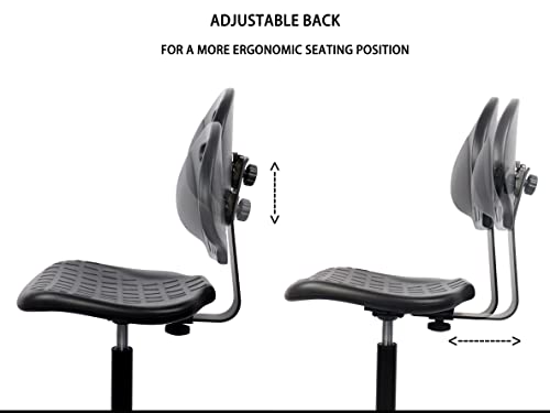 Chair Master - ESD Anti Static Ergonomic Polyurethane Chair Adjustable Height Heavy Duty Easy to Clean for Research, Laboratory and Cleanroom (Rollerblade Style Rubber Casters, Medium Stool)