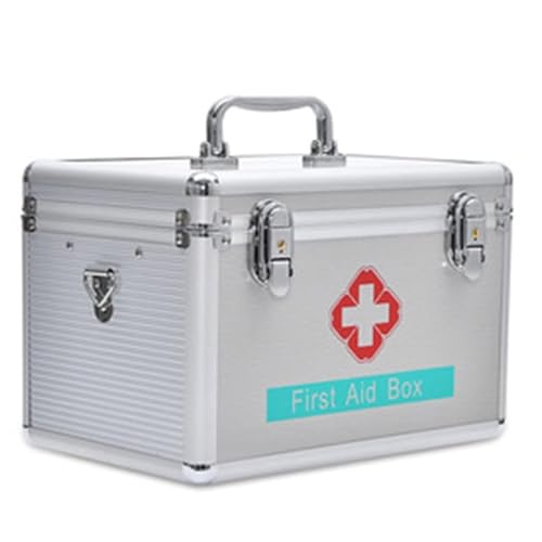 ZIJINGM Portable First Aid Kit,Camping Emergency Kit,Contain Removable Tray Multi-Functional Family Emergency Kit Box with Handle (Size : 12in)