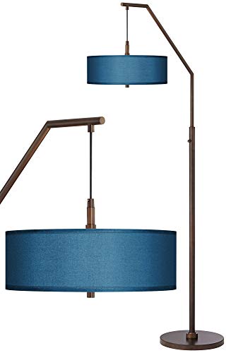 Possini Euro Design 71 1/2" Tall Blue Drum Bronze Downbridge Arc Floor Lamp