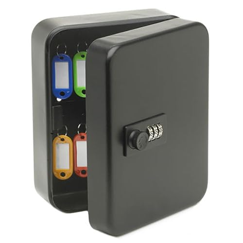 ZBWWBZZ Key Cabinet with Key Lock, Key Cabinet Wall Mount, Storage Key Lock Safe Box with Colored Label, Three Digit Password Lock, for Home Office, Hotel,Black,36pcs
