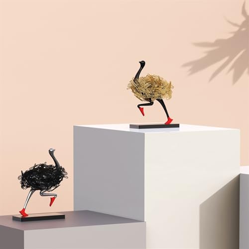 Ostrich Magnetic Paperclip Holder Desktop Decoration Paper Clip Dispenser Suitable for Office Paper Clip Storage Binder Clip Holder(Black)