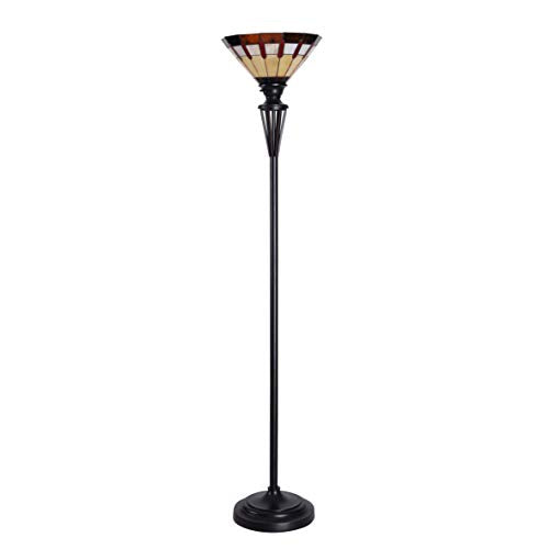 Kenroy Home Harmond 1 Light Art Glass Torchiere with Bronze Finish, Classic Style, 71.5" Height, 14.5" Width, 14.5" Depth
