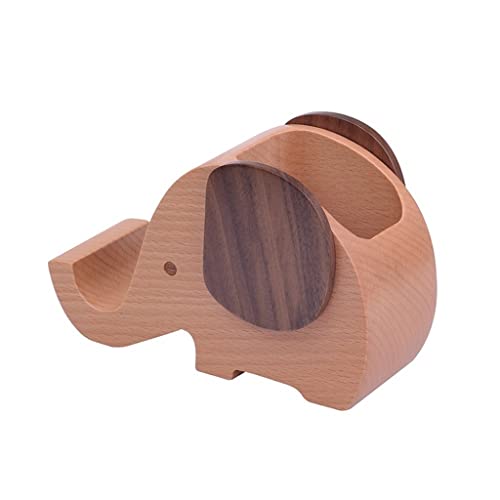 shemines Wooden Elephant Phone Holder/Stand with Pen and Pen Holder Desk Decoration Multifunctional Pen Holder (Color : A, Size : 13 * 9 * 5cm) (A 13 * 9 * 5cm)