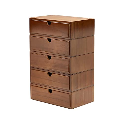 EliteBloom Flat File Cabinet - 3/5 Layer Wood Desktop Organizer Storage Box with Drawers, Office Supplies A4/Receipt File Organizer, for Monitor Stand/Printer Platform,B-5 Layer