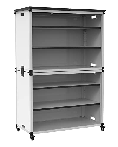 LUXOR MBSCB07 Modular Classroom Bookshelf - Wide Stacked Modules with Casters and Tabletop