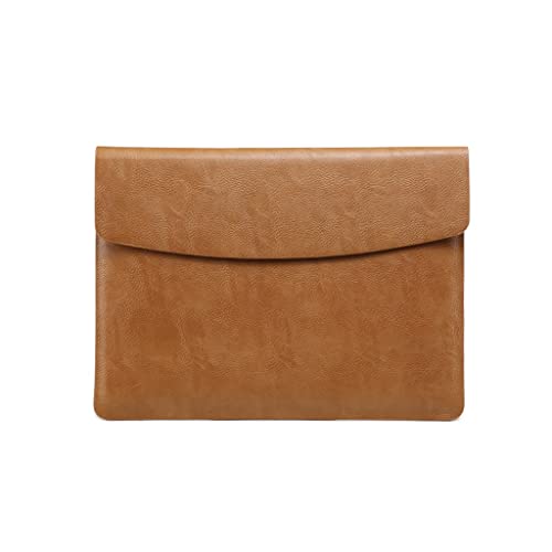 Laptop Bag PU Leather Case Cover Drop-Resistant Lightweight Inner Bag Sleeve Slim (Color : Yellow, Size : 14 inches)