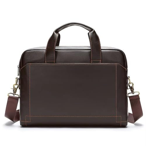 viatra Genuine Leather Briefcase for Men and Women, Dark Coffee
