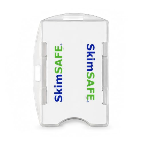 Bulk 50 Pack - RFID Blocking ID Badge Holder (Holds 2 Cards) - SkimSAFE- Dual Sided Shield Blocks 13.56MHz Radio Signal - Specialist ID (Frosted Clear)