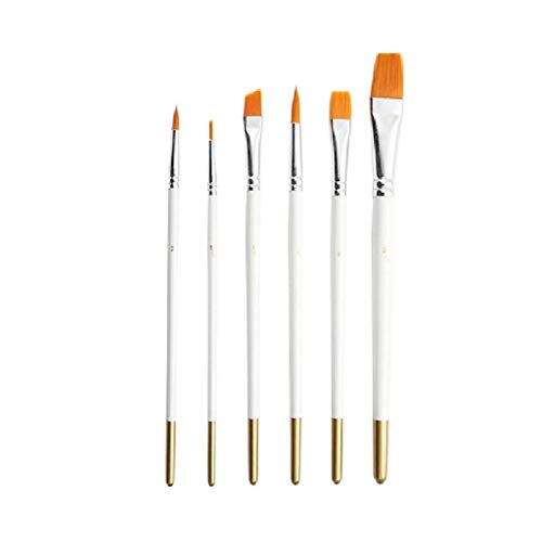 HBJWOV 6Pcs/Set Wooden Handle Watercolor Paint Pen Paint Brushes Supplies Drawing Art White Painting Art Nylon Hair Multi-Function